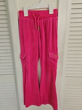 Justice Sport Girls Hot Pink Velour Cargo Joggers